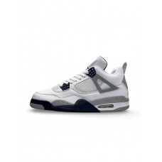 Кроссовки мужские Air Jordan 4 Retro White Blue из натуральной кожи удобные на каждый день весна/осень белые