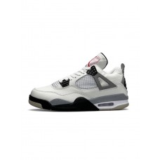 Кроссовки мужские Air Jordan 4 Retro M White Cement кожаные удобные повседневные белые