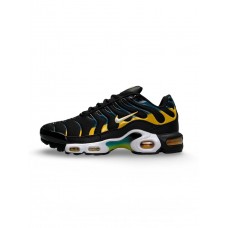 Кроссовки мужские Air Max Plus Black Teal Yellow текстильные повседневные весна осень лето черные