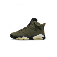 Кроссовки мужские Air Jordan Retro 6 X Travis Scott ‘Olive’ замшевые на каждый день демисезонные оливковые