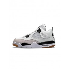 Кроссовки мужские Air Jordan 4 Retro M White Gray Gum кожаные удобные повседневные весна осень лето серые