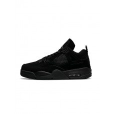 Кроссовки мужские Air Jordan 4 Retro M All Black кожаные удобные повседневные демисезонные черные