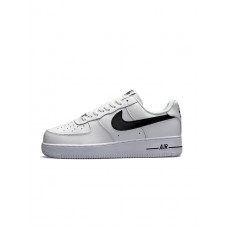 Кроссовки мужские Air Force 1 ‘07 Low Black White из натуральной кожи легкие повседневные демисезонные белые