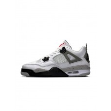 Кроссовки мужские Air Jordan 4 Retro White Cement из натуральной кожи удобные весна осень лето белые