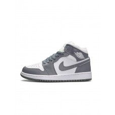 Nike Air Jordan 1 High Silver Gray White Fur