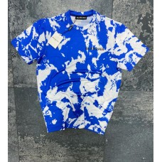 Яскрава стильна чоловіча оверсайз футболка біла з синім з абстрактним принтом