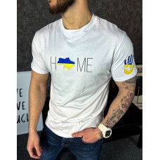 Патріотична чоловіча футболка з українською символікою біла з принтом