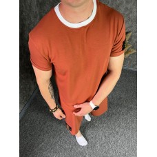 Зручний модний чоловічий літній костюм футболка та шорти повсякденний колір Помаранчевий