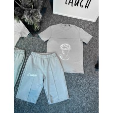 Легкий модний чоловічий літній комплект футболка та шорти casual сірого кольору