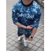 Летний стильный мужской костюм на лето шорты + футболка оверсайз повседневный с цветным принтом