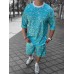Летний модный мужской летний костюм рубашка с шортами casual голубой