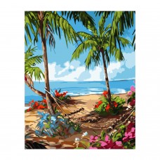 Картина раскраска по номерам Strateg ПРЕМИУМ Гавайские будни с лаком размером 40х50 см VA-3075