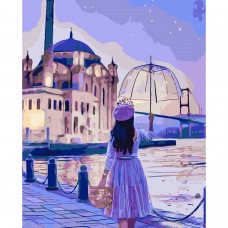 Картина раскраска по номерам Strateg ПРЕМИУМ Девочка с зонтиком с лаком размером 40х50 см SY6293