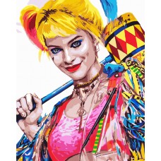 Картина раскраска по номерам Strateg ПРЕМИУМ Девушка Джокера с лаком размером 40х50 см VA-3402