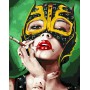 Картина за номерами Strateg ПРЕМІУМ Дівчина у масці з лаком розміром 40х50 см VA-3435