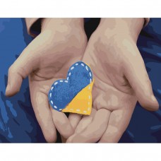 Картина раскраска по номерам Strateg ПРЕМИУМ Сердце Украины с лаком размером 40х50 см (SY6541)