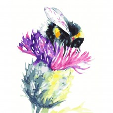 Картина раскраска по номерам Шмель на цветке Strateg с лаком размером 40х50 см (VA-3570)