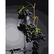 Картина раскраска по номерам Strateg ПРЕМИУМ Бокал винограда с лаком размером 40х50 см (SY6753)