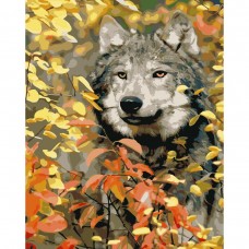 Картина раскраска по номерам Strateg ПРЕМИУМ Волк на охоте с лаком размером 40х50 см (SY6756)
