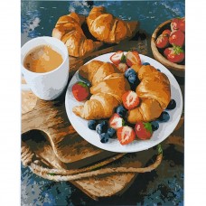 Картина за номерами Strateg ПРЕМІУМ Французький сніданок з лаком розміром 40х50 см (SY6849)