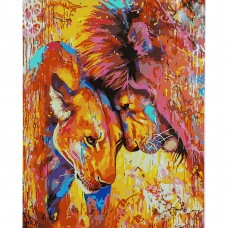 Картина раскраска по номерам Strateg ПРЕМИУМ Акварельная любовь львов с лаком размером 40х50 см (SY6905)