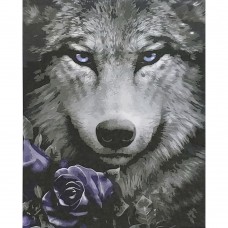 Картина раскраска по номерам Strateg ПРЕМИУМ Волк и роза с лаком размером 40х50 см (SY6931)