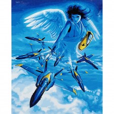 Картина раскраска по номерам Strateg ПРЕМИУМ Ангел-хранитель Украины с лаком размером 40х50 см (SY6933)