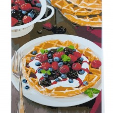 Картина раскраска по номерам Strateg ПРЕМИУМ Вафли с ягодами с лаком размером 40х50 см (SY6866)