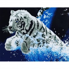 Картина раскраска по номерам Strateg ПРЕМИУМ Белый тигр размером 40х50 см (GS045)