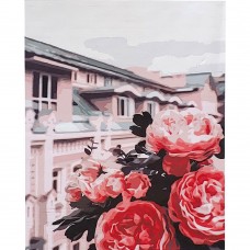 Картина за номерами Strateg ПРЕМІУМ Троянди на даху з лаком розміром 40х50 см (SY6647)