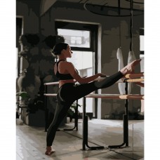 Картина раскраска по номерам Strateg ПРЕМИУМ Балерина на тренировке размером 40х50 см (GS292)