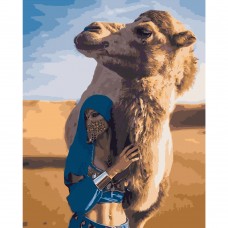 Картина раскраска по номерам Strateg ПРЕМИУМ Верблюд в Сахаре размером 40х50 см (GS199)