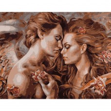 Картина раскраска по номерам Strateg ПРЕМИУМ Ангелская любовь размером 40х50 см (GS123)