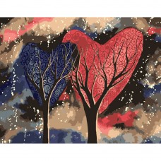 Картина раскраска по номерам Strateg ПРЕМИУМ Деревья любви размером 40х50 см (DY219)