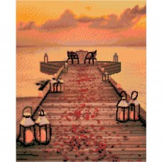 Алмазна картина Strateg ПРЕМІУМ Романтика на пристані розміром 40х50 см FA40882