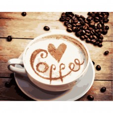 Картина раскраска по номерам Strateg ПРЕМИУМ Coffee с лаком размером 40х50 см VA-1964