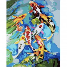 Картина раскраска по номерам Strateg ПРЕМИУМ Акварельные рыбки с лаком размером 40х50 см SY6689