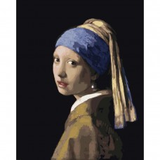 Картина раскраска по номерам Strateg ПРЕМИУМ Девушка с жемчужной серьгой с лаком размером 40х50 см (SY6635)