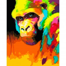 Картина раскраска по номерам Strateg ПРЕМИУМ Арт-обезьяна с лаком размером 40х50 см (SY6671)