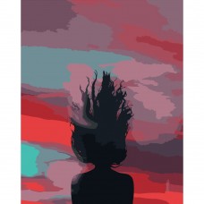 Картина раскраска по номерам Strateg ПРЕМИУМ Волосы на фоне неба размером 40х50 см (DY119)