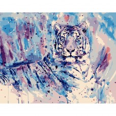Картина раскраска по номерам Strateg ПРЕМИУМ Акварельный тигр размером 40х50 см (DY130)