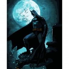 Картина раскраска по номерам Strateg ПРЕМИУМ Бэтмен в лунном сиянии размером 40х50 см (DY167)