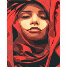 Картина раскраска по номерам Strateg ПРЕМИУМ Девушка в красном размере 40х50 см (DY058)