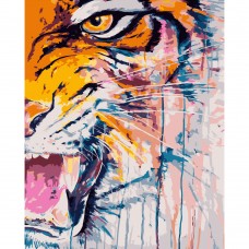 Картина раскраска по номерам Strateg ПРЕМИУМ Взгляд тигра размером 40х50 см (DY131)