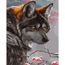 Картина раскраска по номерам Strateg ПРЕМИУМ Взгляд волка размером 40х50 см (GS456)