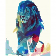 Картина раскраска по номерам Strateg ПРЕМИУМ Акварельный лев размером 40х50 см (GS374)