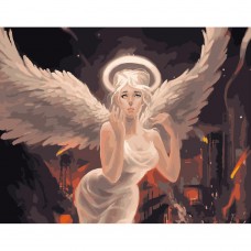 Картина раскраска по номерам Strateg ПРЕМИУМ Белый ангел размером 40х50 см (GS347)