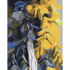 Картина раскраска по номерам Strateg ПРЕМИУМ Желтоголубые перья размером 40х50 см (DY272)