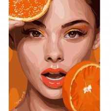 Картина раскраска по номерам Strateg ПРЕМИУМ Апельсиновый портрет размером 40х50 см (GS552)