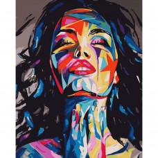 Картина раскраска по номерам Strateg ПРЕМИУМ Девушка в красках размером 40х50 см (GS450)